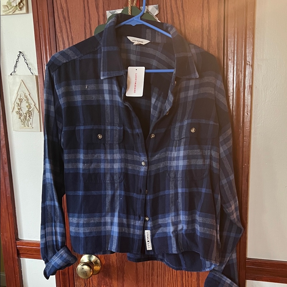 Lucky Brand Blue Plaid Button-Up Shirt
